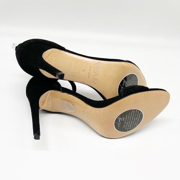 RACHEL ZOE Ava Sandal Black Kid Suede Heel  - Picture 6 of 9